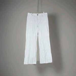 J Crew Pants Womens 32T Beige Cotton Linen Blend Utility Wide Leg Patch Pocket